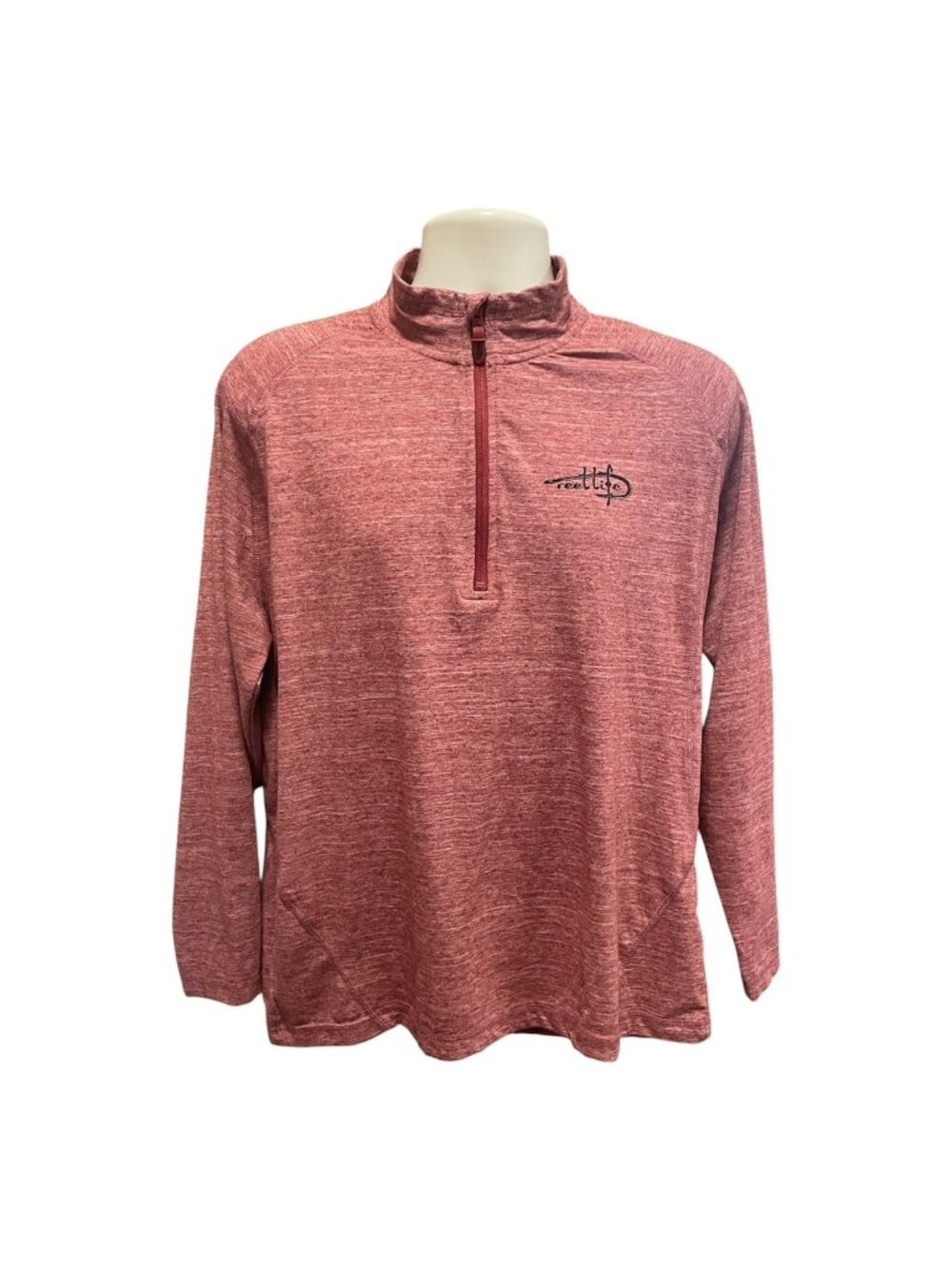 Reel Life Size Medium Raised on the Water Red Half Zip Jacket Jogger Fishing